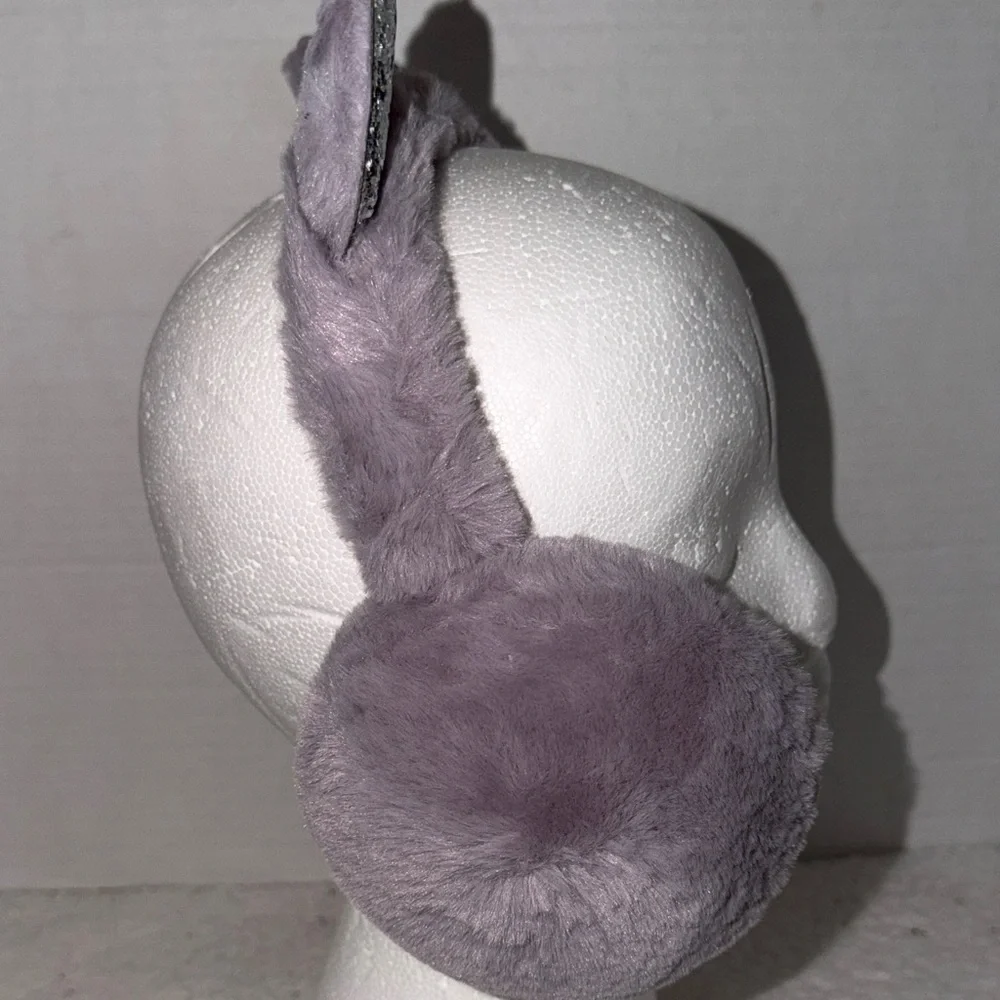 Silver and Purple Cat‎ Ear Earmuffs Girls Winter Warm NWOT